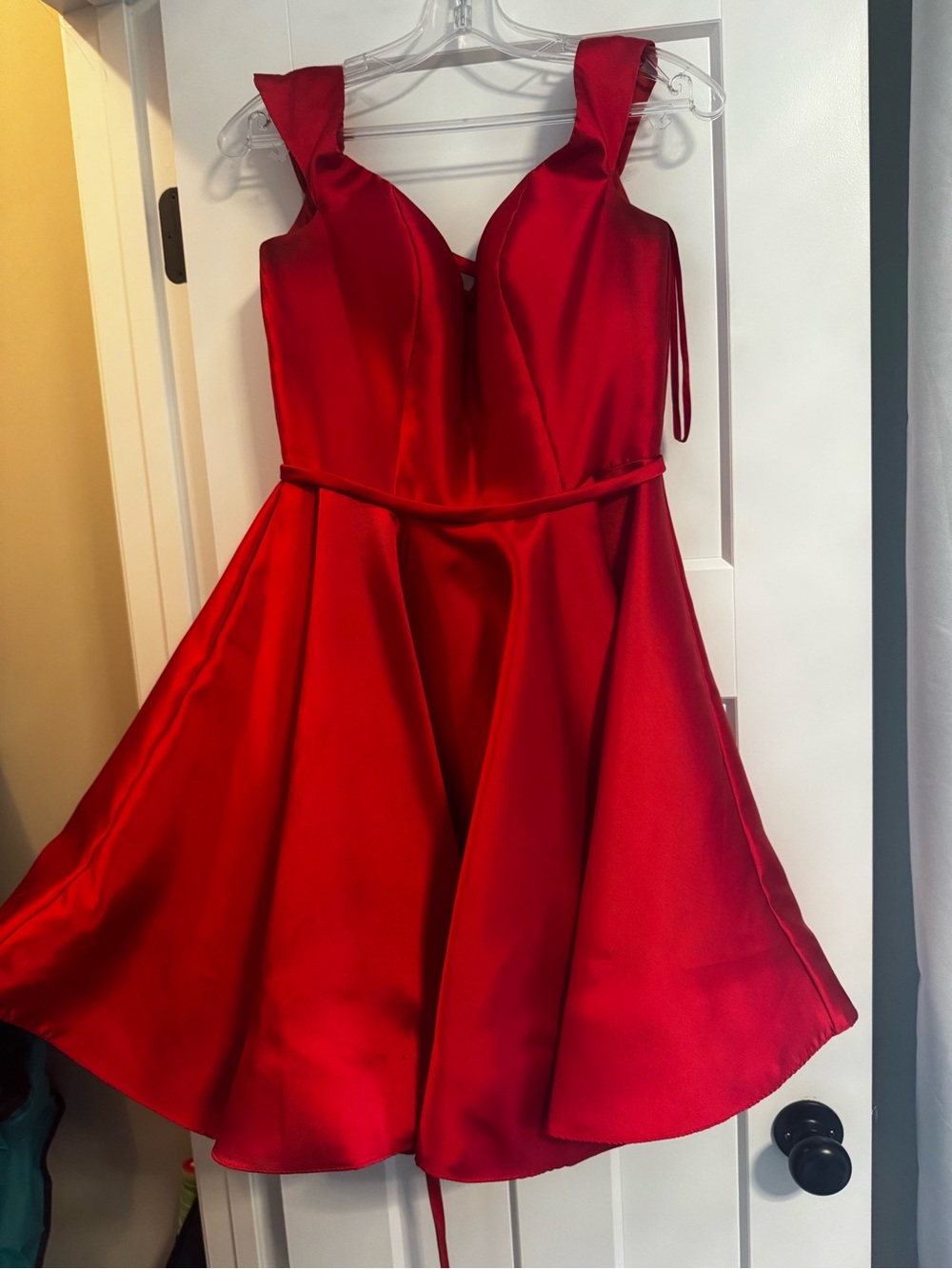 Clarisse Red Satin Evening Dress